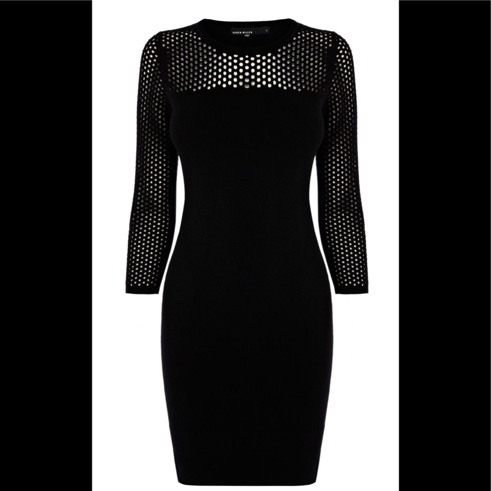 Karen Millen Mesh Open Stitch Knit Lbd Dress Xs - image 5